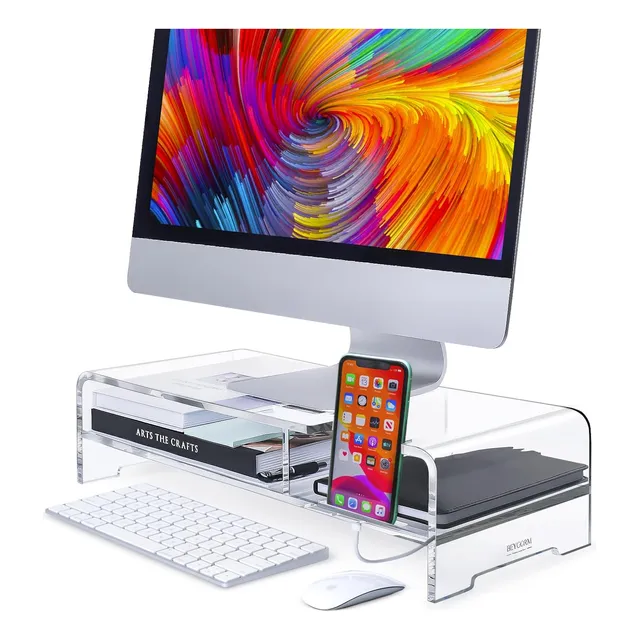 Base Para Monitor, Ancho De 20  , Soporte  Vertical De Acril