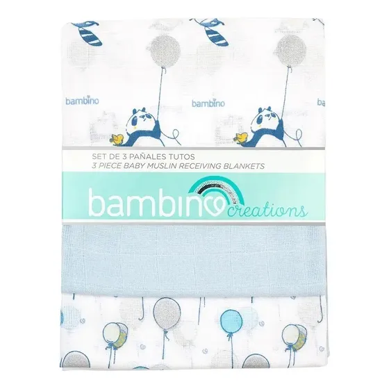 Set 3 Pañales Tutos Azul Panda Bambino 72x72cm