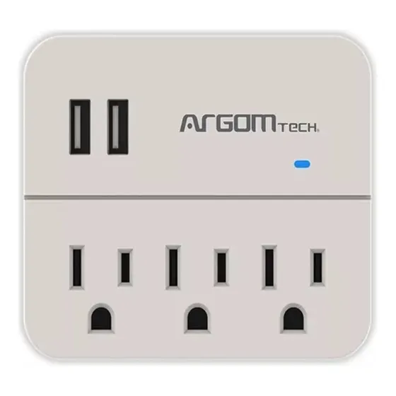Protector De Voltaje Sobretenciones  Argom 3 Tomas + 2 Usb