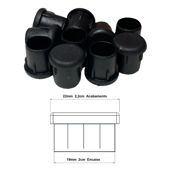 Ponteira Interna pé cadeira pvc interna 7/8 22mm 2,2cm 16un cor preto
