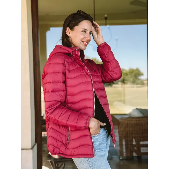 Campera Arizona Inflable Puffer Con Cierre Brillos Strass