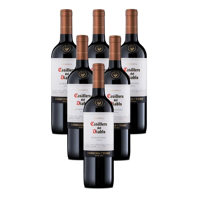 Vino Tinto Carmenere Casillero Del Diablo 750 Ml X 6 Un.