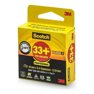 Fita Isolante Scotch 19mm X 5m Preta 33+ Classe A 3m Fita Isolante Scotch 19mm X 5m Preta 33+ Classe A 3m
