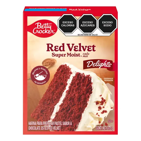 Harina Para Pastel Sabor A Chocolate Estilo Red Velvet 375g Betty Crocker