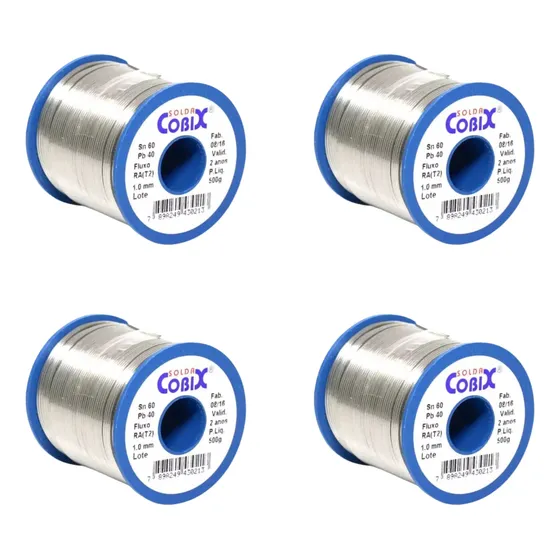 4 Soldas Estanho 1mm 60x40 500g Com Fluxo - Cobix