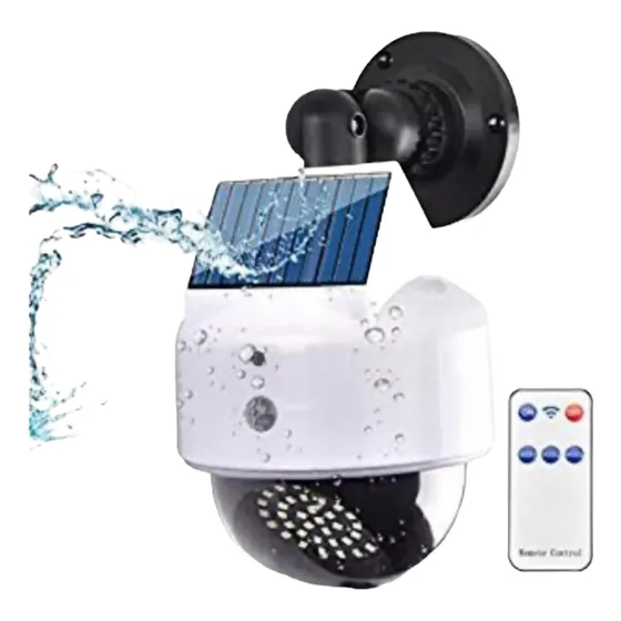 Camara Falsa Vigilancia Domo Solar Lampara Led + Control
