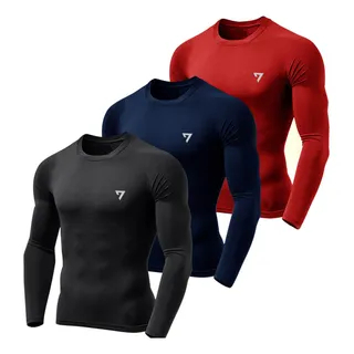 Kit 3 Camisetas Térmicas Masculina Segunda Pele Camisa Uv50- Kit 3 Camisetas Térmicas Masculina Segunda Pele Camisa Uv50-