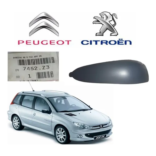 7452z3 Peugeot Moldura Esquina Parachoques Trasero Izq 206sw