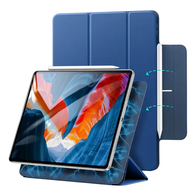 Funda magnética Capa P/ iPad Air 4 E 5 Protege Apple Pencil Cor Azul-Oscuro