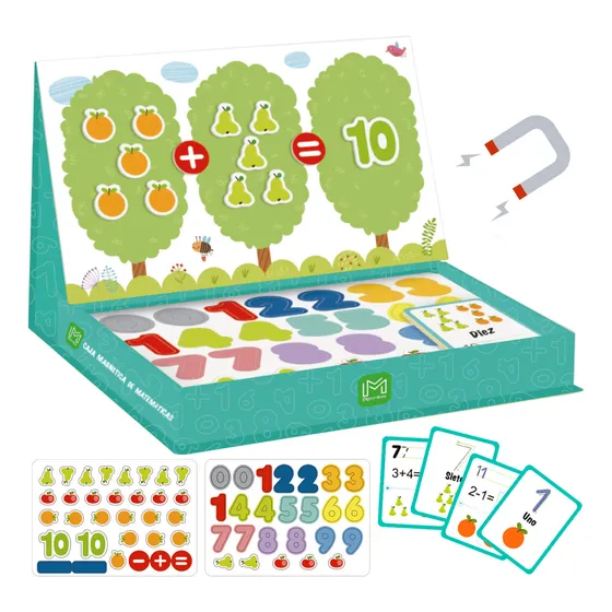 Juego de matemáticas con números y figuras de imanes para niños | Juegos educativos Montessori | Material didactico con bloques magneticos | Juego de imanes para niños | +3 años | Mágicamente