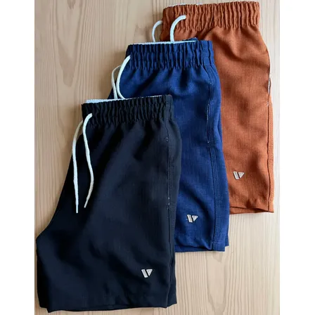 Kit 3 Shorts De Linho Masculino Bermuda Leve Praia Verão