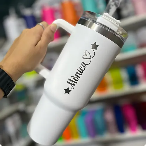 Copo Garrafa Térmico Cerveja C/ Canudo Personalizado 1200ml