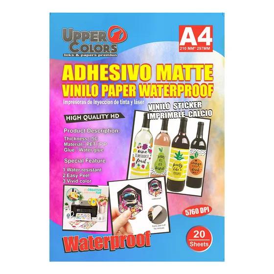 Papel Vinilo Matte Adhesivo Impresoras Laser E Inkjet A4x20h