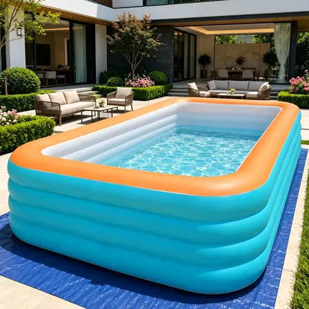 Piscina Inflável Grande 2,92m 4 Câmaras Com Bomba Elétrica Azul-turquesa
