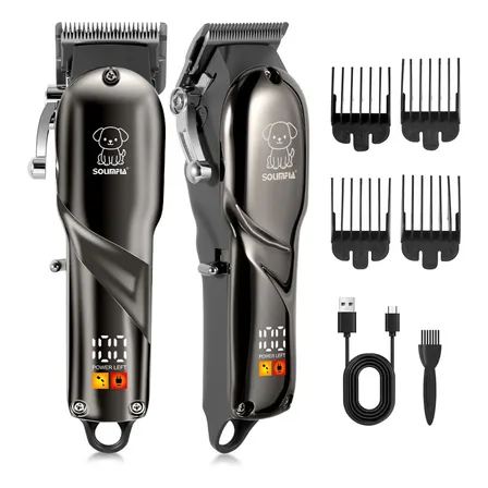 Kit Máquina De Tosa Pet Recarregável Com Lcd Preto 127/220v