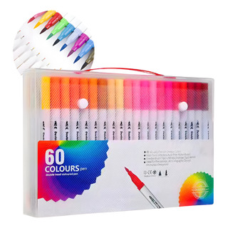 Conjunto Caneta Colorida 60 Cores Ponta Dupla Brush Pen Conjunto Caneta Colorida 60 Cores Ponta Dupla Brush Pen