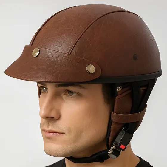 Capacete M.f. Vintage Couro Scooter Elétrica Coquinho — foto 2