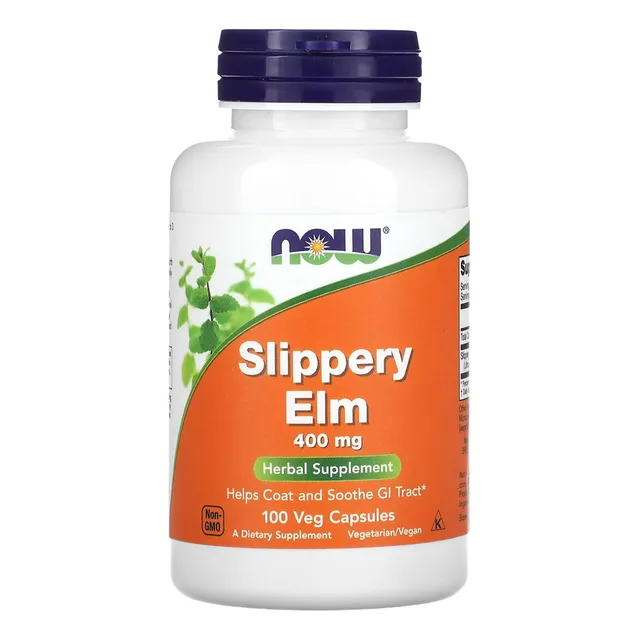 Ulmus Rubra 400mg Now Foods Slippery Elm 100 Veg Caps Sabor Sem Sabor