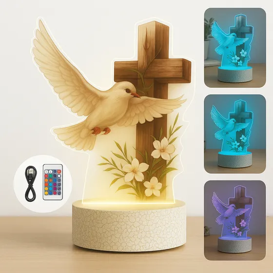 Lampara Led Religiosa Colores Espititu Santo Doble Imagen