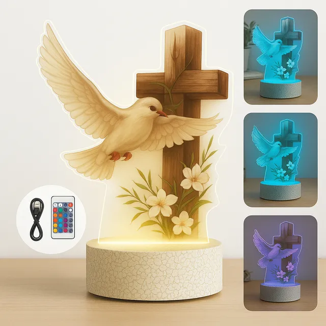 Lampara Led Religiosa Colores Espititu Santo Doble Imagen