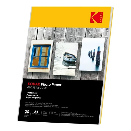 Papel Fotográfico Kodak A4 20 Hojas 180g Calidad Premium Color Blanco