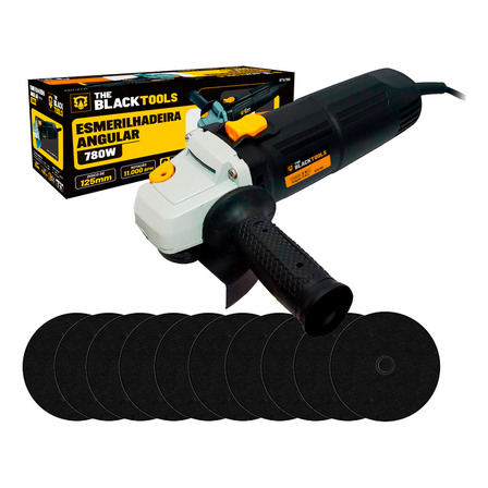 Esmerilhadeira Angular Lixadeira Forte 4.1/2 780w Com Discos The Black Tools Esmerilhadeira Angular Lixadeira Forte 4.1/2 780w Com Discos The Black Tools