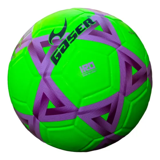 Balón Gaser De Futbol Modelo Iro Fosforescente Color Verde con Morado