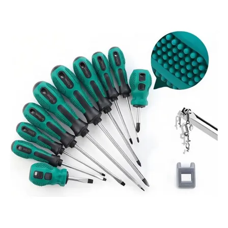 Kit Jogo Chave Fenda E Philips Imantado Profissional 10 Pçs