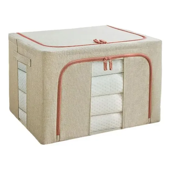 Caja Organizadora Plegable Con Estructura Metalica Color Crema Talle M Una Ganga Tienda® 240839 | Cuotas sin interés