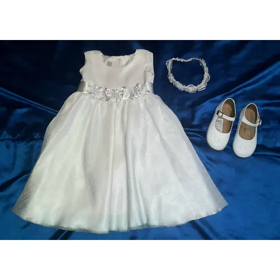 Kit Vestido Niña Bautizo, Matrimonio, Fiesta, Talla 3