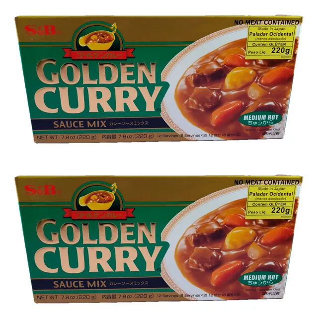 Karê Japonês Golden Curry Médio Chukara S&b 220g Kit 2 Unid