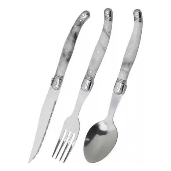 Juego De Cubiertos Set X18 Piezas Acero Inoxidable Marmolado
