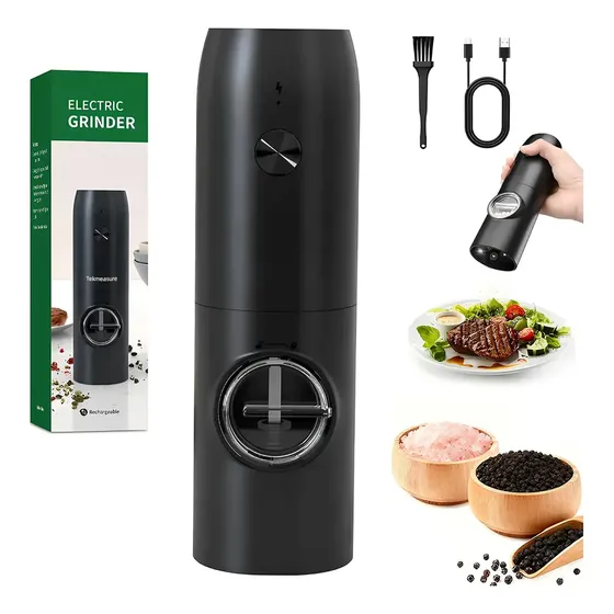 Moedor Elétrico Para Pimenta E Sal Grosso Recarregável Usb - Prático Para Cozinha, Mesa E Churrasco,