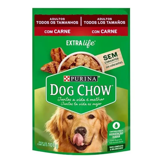 Sachê Dog Chow Adulto Todos Os Tamanhos Carne 100g