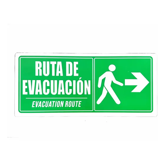 Señalización Ruta De Evacuación Poliestireno 30x14full Color