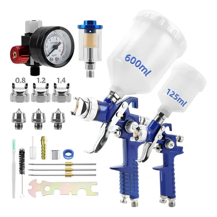 Kit 2 Pistolas Pintura Filtro De Ar Ajustável Pressão 3bicos