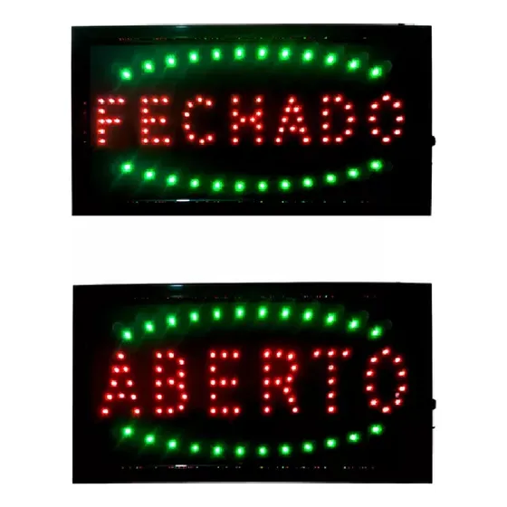 Painel Letreiro Luminoso Led 2 Em 1 Aberto Fechado