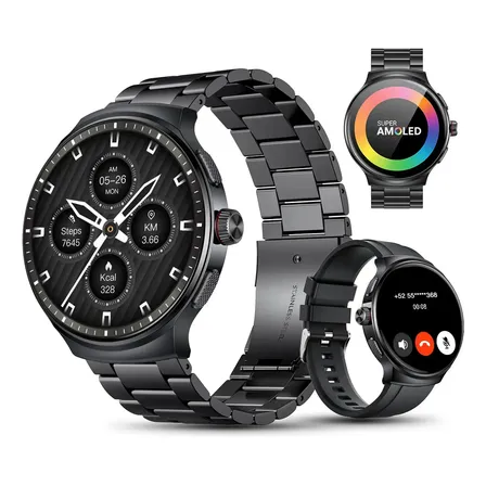 Relógio Inteligente Aolon Prime3 Tela Amoled Agps 1.43 Aod Ip68 Faz Chamadas 1atm Preto Mesh