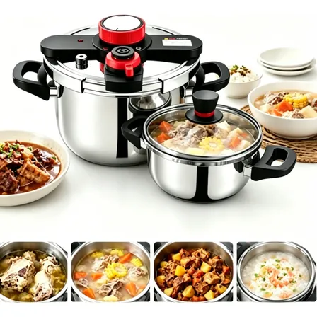 2 Pcs Kit Panela De Pressão Inox Multiuso Para Indução E Gás Panela De Pressão Dupla 6l And 4l