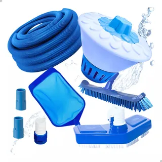 Kit Limpeza Piscina Fibra Vinil Acessorios Aspirador Peneira Kit Limpeza Piscina Fibra Vinil Acessorios Aspirador Peneira