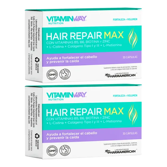 Vitamin Way Kit X2 Hair Repair Max Fortalece El Cabello 30c