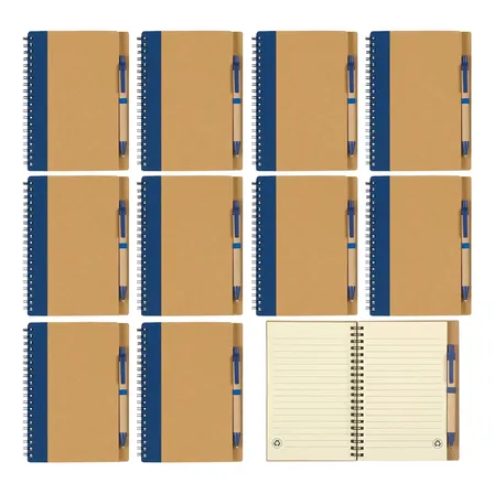 Kit 10 Caderno Espiral Bloco Anotacoes Ecológico 70 Folhas Azul