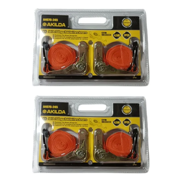Set 4 Eslinga, Correa Amarre, Correa Plana, Linga 25mm 4mts