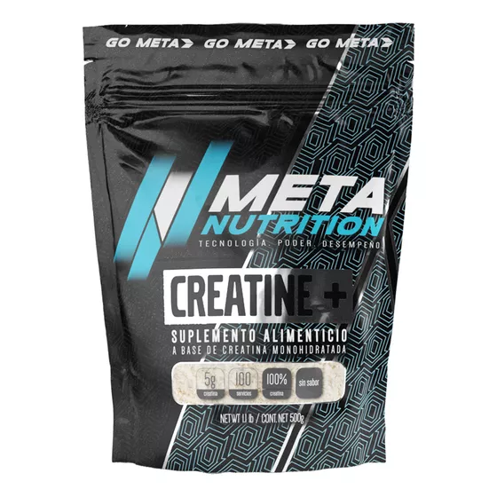 Creatina Monohidratada 500 G Meta Nutrition 100 porciones En Polvo De Alta Pureza Sin Sabor