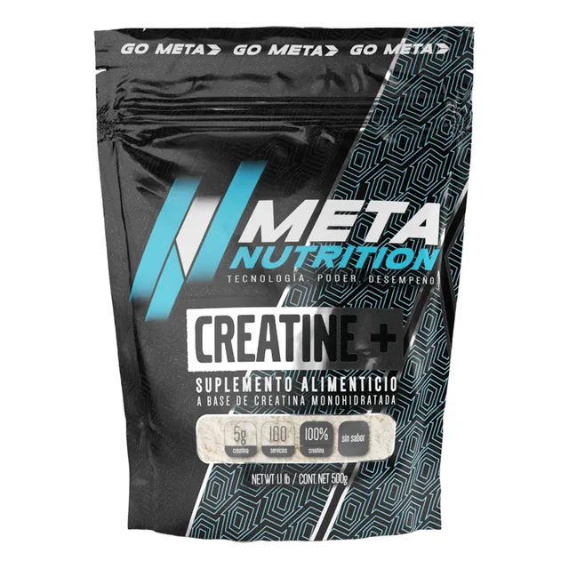Creatina Monohidratada 500 G Meta Nutrition 100 porciones En Polvo De Alta Pureza Sin Sabor