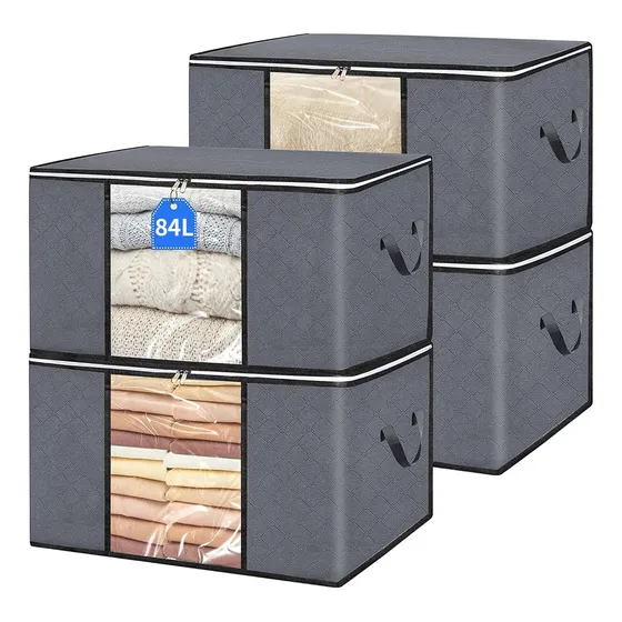 Kit4 Saco Organizador Edredom Cobertor Dobrável Multiuso 84l