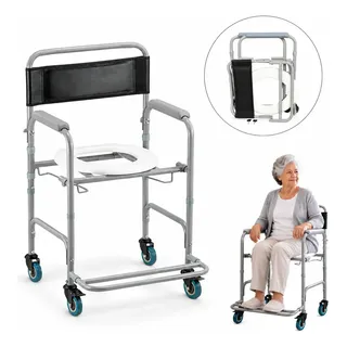 Cadeira De Banho Dobrável Higienica Com Rodas Dellamed D30
