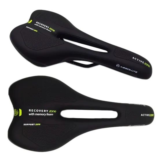 Selim Absolute Atletic Foam 2354h Vazado Cavidade Bike Preto