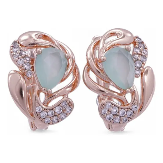 Aretes Vintage Jade Oro Rosa 24k Máxima Distinción