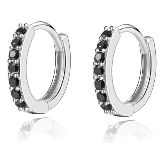 Argollas Negras Brillantes Hombre Mujer Plata 925 13 Mm